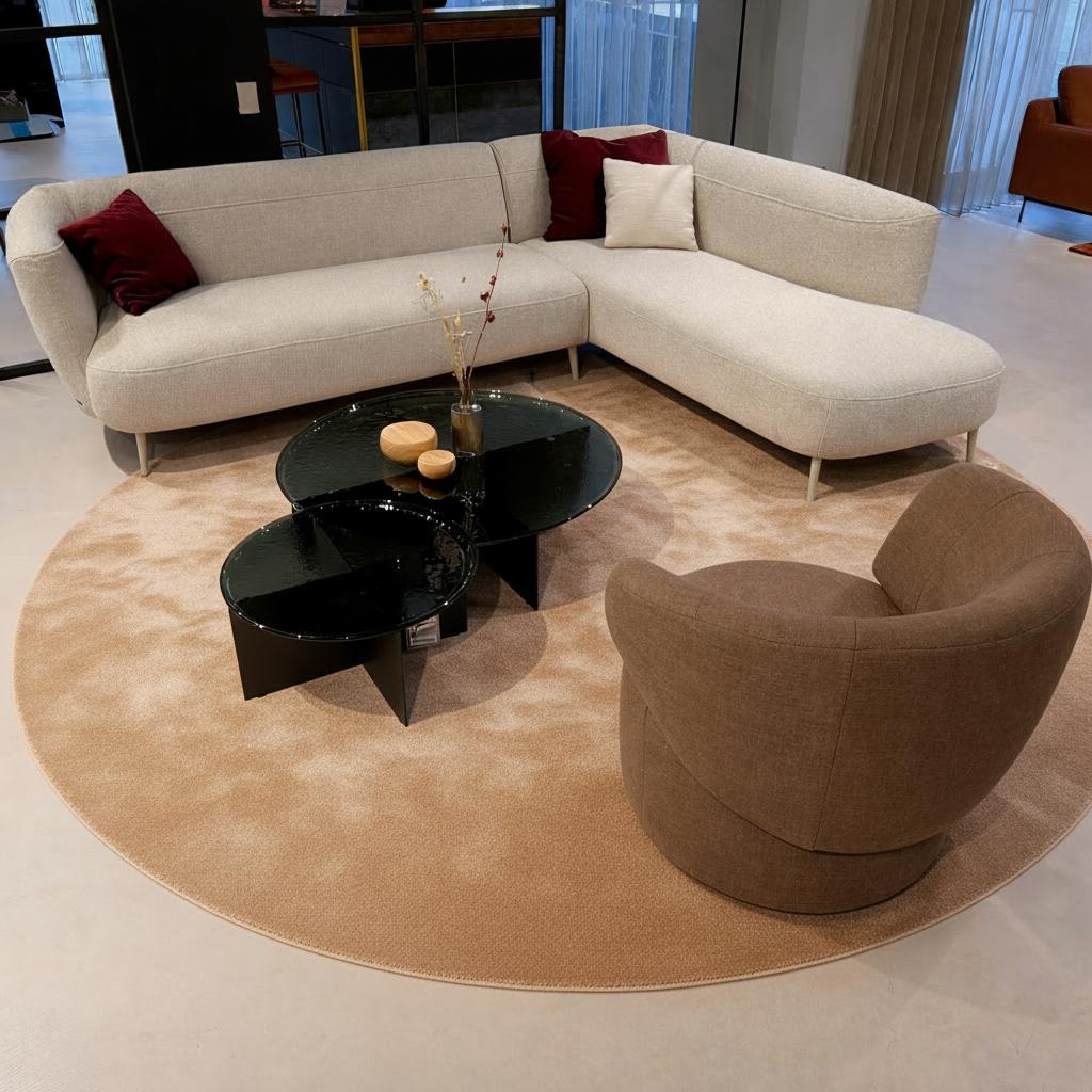 Rolf Benz hoekbank in de showroom in Mijdrecht